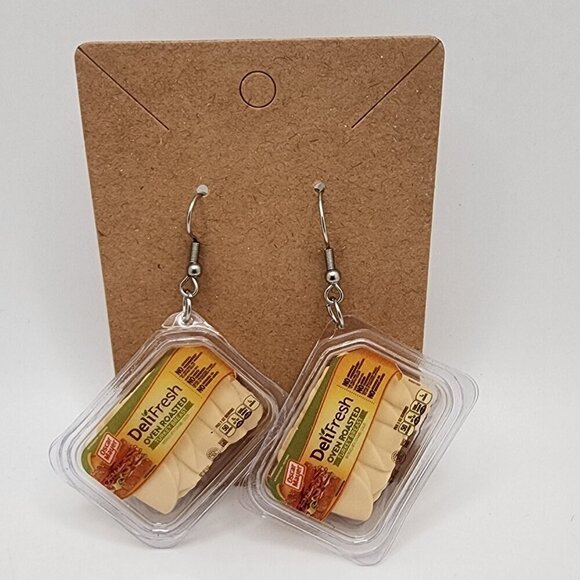 Mini-Brands "DeliFresh Oven Roasted Turkey" Stainless Steel Fishhook Earrings - Picture 2 of 3